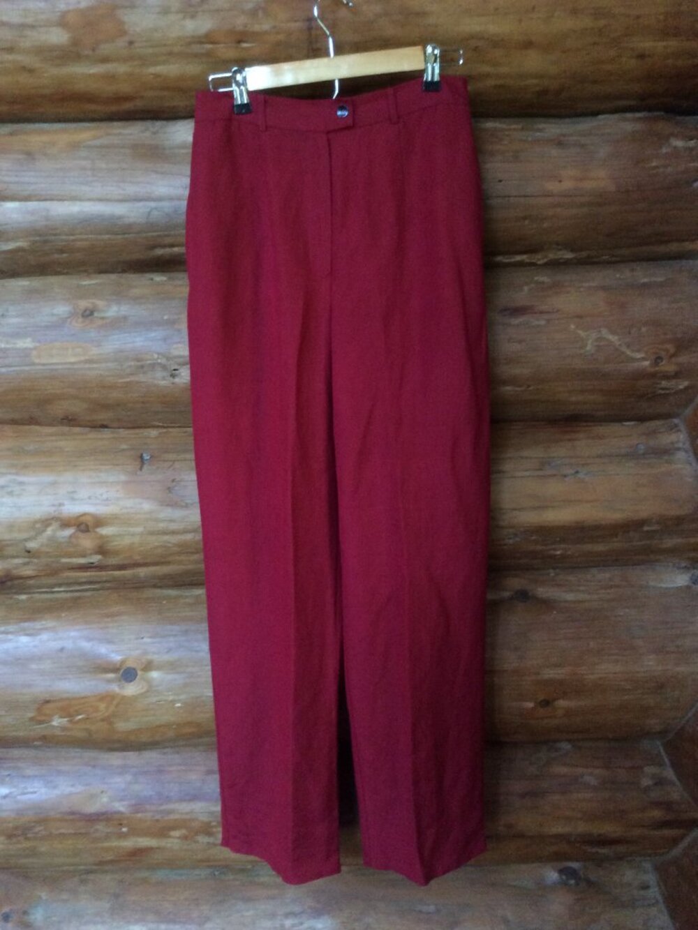 Vintage Red Emma James Linen Blend Classic High Rise Trouser Pants Size 8